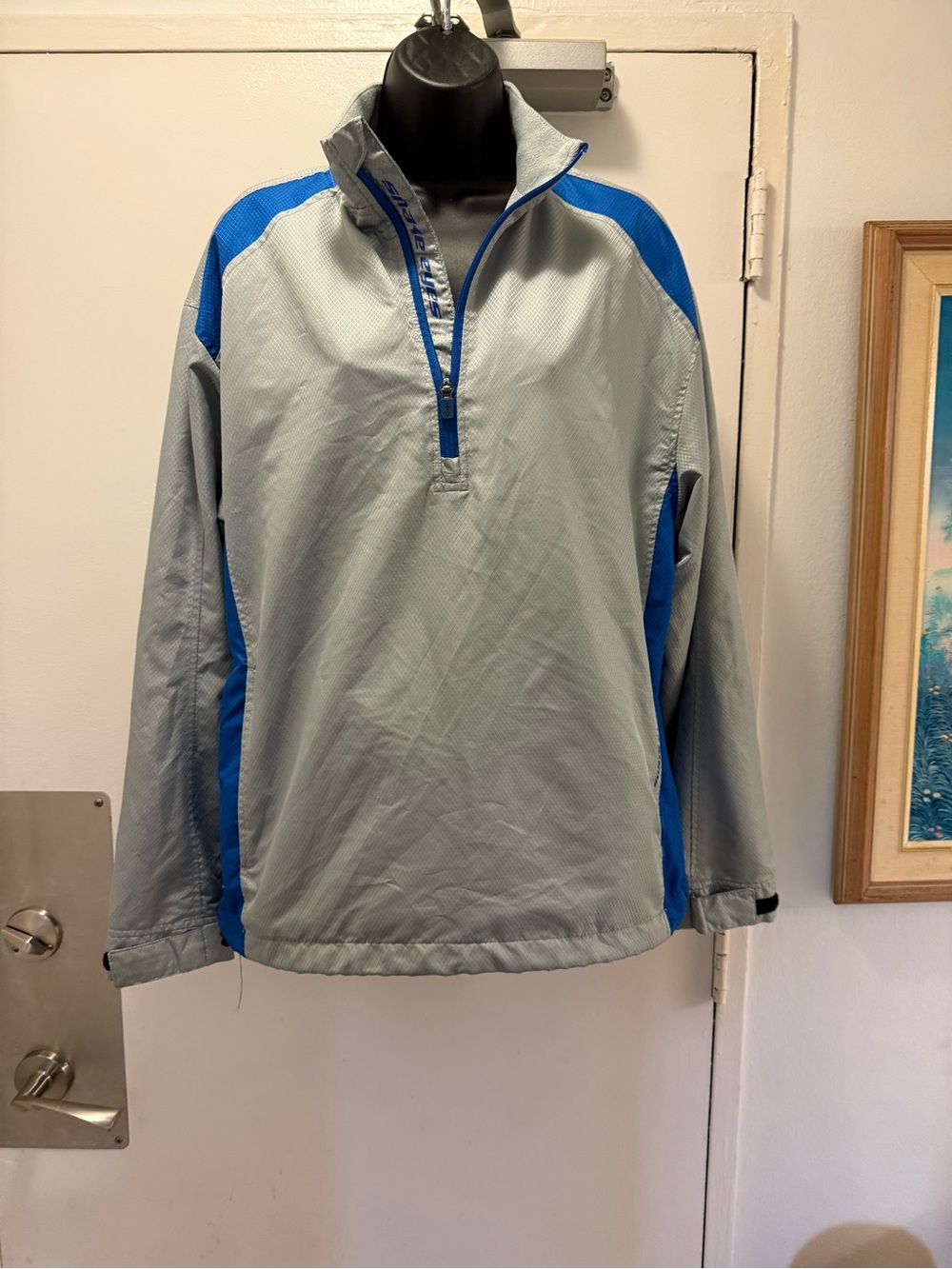 Men's snake eyes Lightweight Pullover Jacket - Gray with Blue Accents